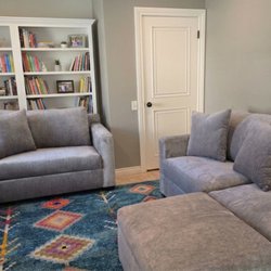 Roma Furniture - Custom loveseat, queen sofa bed and ottoman with storage.