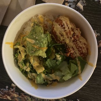 Poki One N Half - Small bowl with rice, salad, spicy tuna, avocado, spicy mayo and sesame seeds - Seafood Near Me - San Diego, California Poki One N Half - Small bowl with rice, salad, spicy tuna, avocado, spicy mayo and sesame seeds - Seafood Near Me - San Diego, California