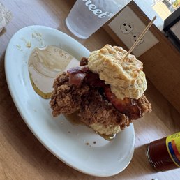The Sticky Maple added some hot sauce to the chicken and lord have mercy. The Sticky Maple added some hot sauce to the chicken and lord have mercy.
