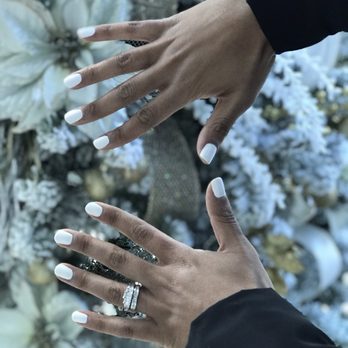 Bedazzled Nails and Spa - Manicure with white OPI nail polish. - Waxing Near Me - Chicago, Illinois