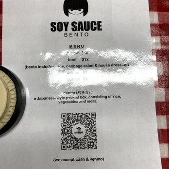 Soy Sauce Bento - Venmo info - Food Stands Near Me