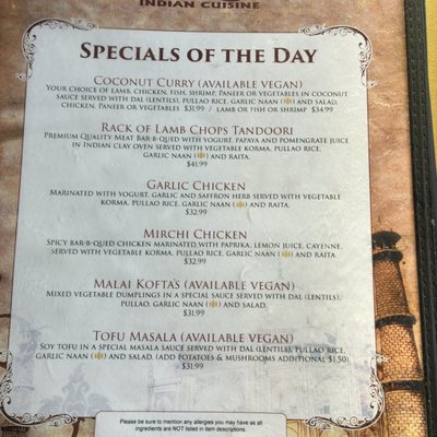 Menu photo 1 The Taj Cafe Ventura, CA Menu photo 1 The Taj Cafe Ventura, CA
