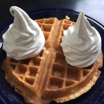 Afternoon Delight - plain belgian waffle with two giant swirls of frozen yogurt - American Near Me - Ann Arbor, Michigan Afternoon Delight - plain belgian waffle with two giant swirls of frozen yogurt - American Near Me - Ann Arbor, Michigan