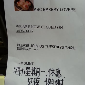 ABC Bakery - Closed on Mondays - Bakeries Near Me - Sacramento, California
