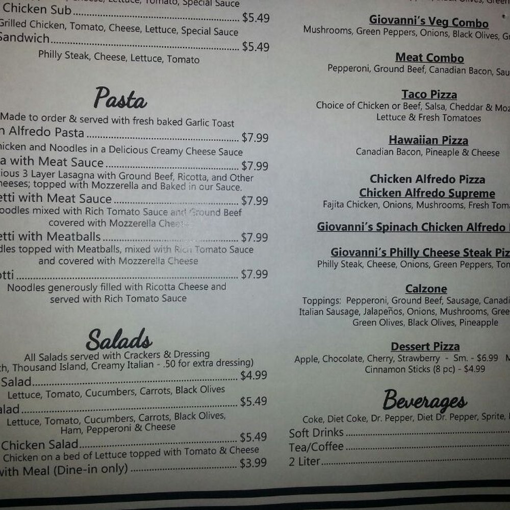 Giovanni's Pizza & Subs - the menu - Pizza Near Me - Linden, Texas Giovanni's Pizza & Subs - the menu - Pizza Near Me - Linden, Texas