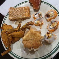 Grand Buffet - Frog legs,sushi coconut  muffin,apple pie and coffee cake