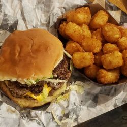 Big Mouth's - Double cheeseburger w/ everything w the best tator tots I've had in a long long time.