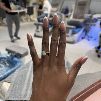 La Belle Nail Bar - Classic French tip almond shaped nails - Nail Salons Near Me - Atlanta, Georgia
