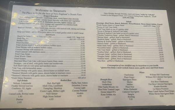 Menu photo 4 Steamers of Naples Naples, FL Menu photo 4 Steamers of Naples Naples, FL
