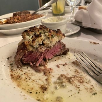 Ruth's Chris Steak House - Petit Filet with Blue Cheese Topper (medium rare), Sweet Potatoes in back! - Steakhouses Near Me - Destin, Florida Ruth's Chris Steak House - Petit Filet with Blue Cheese Topper (medium rare), Sweet Potatoes in back! - Steakhouses Near Me - Destin, Florida