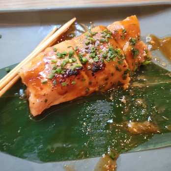 Union - Miso salmon skewer- really delicious and cooked well. Cokes with 2 skewers (3 pieces on each) - Japanese Near Me - Chicago, Illinois Union - Miso salmon skewer- really delicious and cooked well. Cokes with 2 skewers (3 pieces on each) - Japanese Near Me - Chicago, Illinois