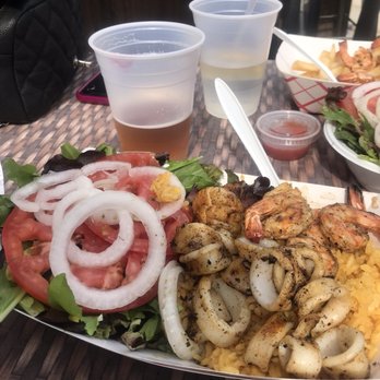 Jeremy's Ale House - Grilled shrimp, scallops and calamari with rice and salad. - Seafood Near Me - Freeport, New York Jeremy's Ale House - Grilled shrimp, scallops and calamari with rice and salad. - Seafood Near Me - Freeport, New York