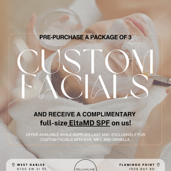 Rejuvaline Medspa - Happy Summer! Enjoy a complimentary EltaMd SPF with a Pre-purchase Pack x3 Custom Facials. Limited-Time Offer - Medical Spas Near Me - Miami, Florida Rejuvaline Medspa - Happy Summer! Enjoy a complimentary EltaMd SPF with a Pre-purchase Pack x3 Custom Facials. Limited-Time Offer - Medical Spas Near Me - Miami, Florida