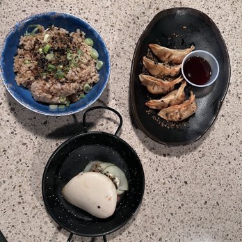 The SOS Tiki Bar - Fried rice, chicken gyoza and pork belly bao - Caribbean Near Me - Decatur, Georgia