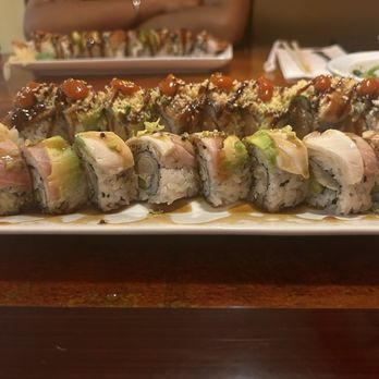 Arigato Hibachi and Sushi - Tuna Tuna Tuna Special (front) Spicy Nemo Specialty Roll (back) - Japanese Near Me - Nottingham, Maryland Arigato Hibachi and Sushi - Tuna Tuna Tuna Special (front) Spicy Nemo Specialty Roll (back) - Japanese Near Me - Nottingham, Maryland