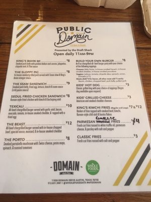 Menu photo 2 The Draft Shack Austin, TX