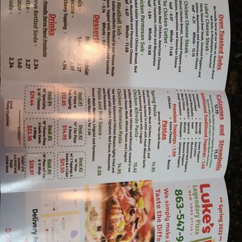 Luke's Legendary Pizza - Front side of take out menu - Pizza Near Me - Davenport, Florida