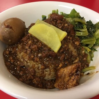 Tainan Bistro - Minced pork rice with pickled veggies, daikon, egg and tofu. Hit the spot for me. - Taiwanese Near Me - Houston, Texas Tainan Bistro - Minced pork rice with pickled veggies, daikon, egg and tofu. Hit the spot for me. - Taiwanese Near Me - Houston, Texas