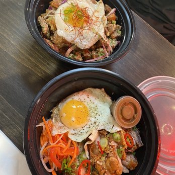 White Rice - Top: Sisig .. Bottom: Lechon - Filipino Near Me - San Diego, California White Rice - Top: Sisig .. Bottom: Lechon - Filipino Near Me - San Diego, California