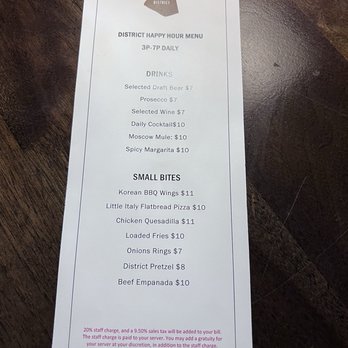 District - 11/2024 Happy Hour Menu - Cocktail Bars Near Me - Los Angeles, California