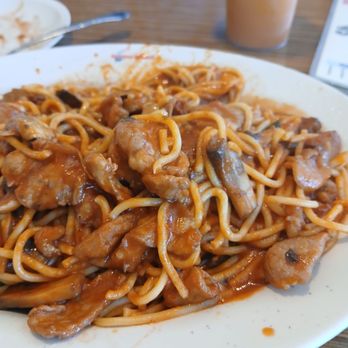 Noodle World - SPICY SPAGHETTI WITH PORK.... - Chinese Near Me - Alhambra, California