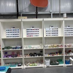 The Shard Yard Art Studio - The glass and embellishments to choose from to accent your piece.