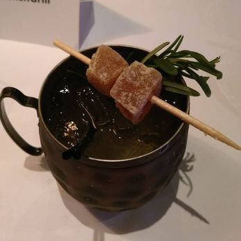 Bonefish Grill - Ginger Mule made with Ginger beer and sugared ginger cubes - Seafood Near Me - Greensboro, North Carolina
