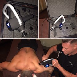 Active Body Chiro Care - Dr. Hogan using the  Raptor percussion therapy machine.  Percussion is a great way to break down scar tissue.