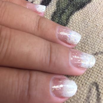 UNO Nails - Lily dis ombré French with gold glitter - Nail Salons Near Me - Santa Ana, California