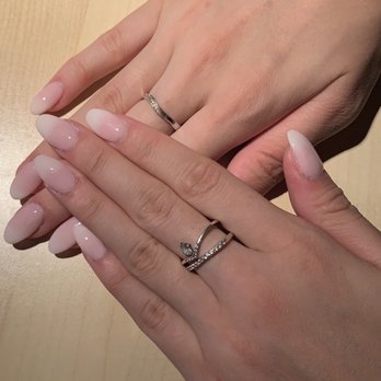 MQ Beauty Nails - Light pink / white ombré acrylics nails - Nail Salons Near Me - New York, New York