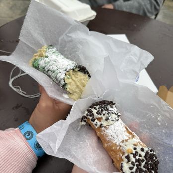Mike's Pastry - DUBAI CHOCOLATE cannoli and original cannoli - Bakeries Near Me - Boston, Massachusetts