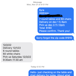 text message with company