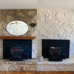 Transformed old stone into bright accent wall! Transformed old stone into bright accent wall!