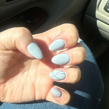 Nails 4 You - Steel gray/blue short almond nails, done by Kat - Nail Salons Near Me - Los Gatos, California Nails 4 You - Steel gray/blue short almond nails, done by Kat - Nail Salons Near Me - Los Gatos, California