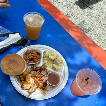 FR8yard - Southside Smokehouse pop-up -- pulled pork plate with potato salad and baked beans! - Beer Gardens Near Me - Spartanburg, South Carolina FR8yard - Southside Smokehouse pop-up -- pulled pork plate with potato salad and baked beans! - Beer Gardens Near Me - Spartanburg, South Carolina
