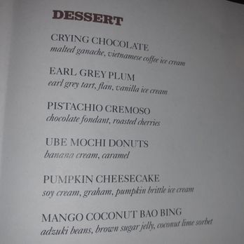 Buddakan - Dessert menu - Chinese Near Me - New York, New York Buddakan - Dessert menu - Chinese Near Me - New York, New York