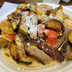 Jaffa Cafe - Gyro and roasted veggie pizza.