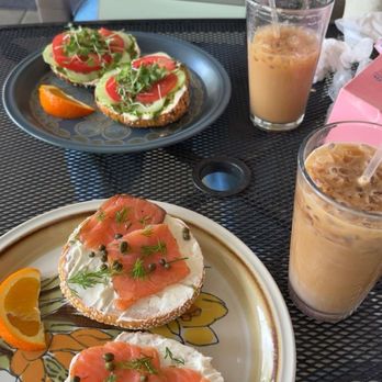 Delta of Venus - Top left: Garden Bagel Bottom: Salmon Bagel Two Iced dirty Chai lattes - Pubs Near Me - Davis, California Delta of Venus - Top left: Garden Bagel Bottom: Salmon Bagel Two Iced dirty Chai lattes - Pubs Near Me - Davis, California