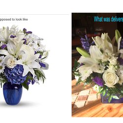 Surrey Flower Shop - As advertised on left, actually sent on right