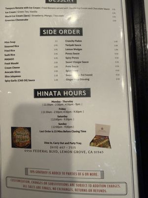 Menu photo 6 Hinata Sushi Lemon Grove, CA Menu photo 6 Hinata Sushi Lemon Grove, CA