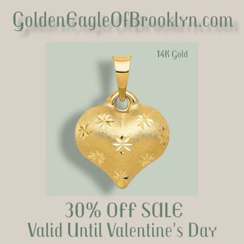 Golden Eagle Jewelry - 14k Yellow Gold Diamond-Cut Puffed Heart Pendant - Jewelry Near Me - Brooklyn, New York Golden Eagle Jewelry - 14k Yellow Gold Diamond-Cut Puffed Heart Pendant - Jewelry Near Me - Brooklyn, New York