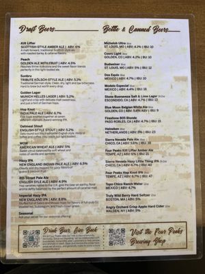 Menu photo 8 Four Peaks Brewing Company Phoenix, AZ
