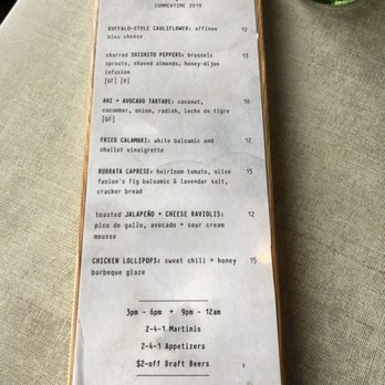Blue River Bistro - Summertime 2019 happy hour menu - New American Near Me - Breckenridge, Colorado