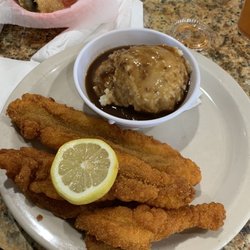 Brewster's - Fried catfish and mashed potatoes with gravy.