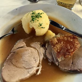 Augustiner Stammhaus - Pork with dumpling - Breweries Near Me - Munich, BY Augustiner Stammhaus - Pork with dumpling - Breweries Near Me - Munich, BY