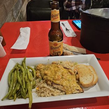 Bluewater Seafood - Champions - Blackened redfish with creamy crawfish sauce. - Seafood Near Me - Houston, Texas
