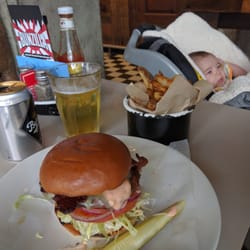 Byron - Byron burger, Byron Lager, fries (and the kid)
