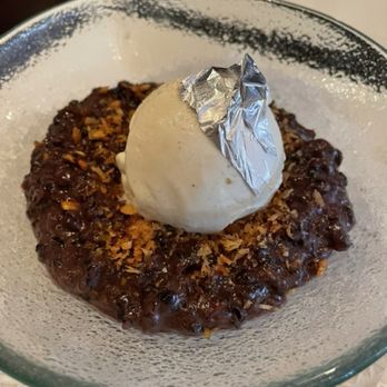 Rasika - Black rice pudding with cardamom ice cream topped with edible silver - Indian Near Me - Washington, DC, District of Columbia Rasika - Black rice pudding with cardamom ice cream topped with edible silver - Indian Near Me - Washington, DC, District of Columbia