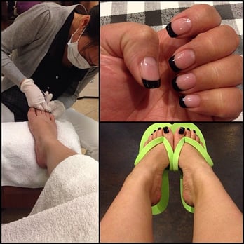 Diamond Nails - Black French Tips - Square - Nail Salons Near Me - Van Nuys, California