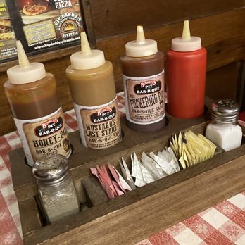 Bennett's Pit Bar-B-Que - Nice selection of sauces that doesn't include their original sauce that comes in a separate decanter with the meal. - Barbeque Near Me - Gatlinburg, Tennessee